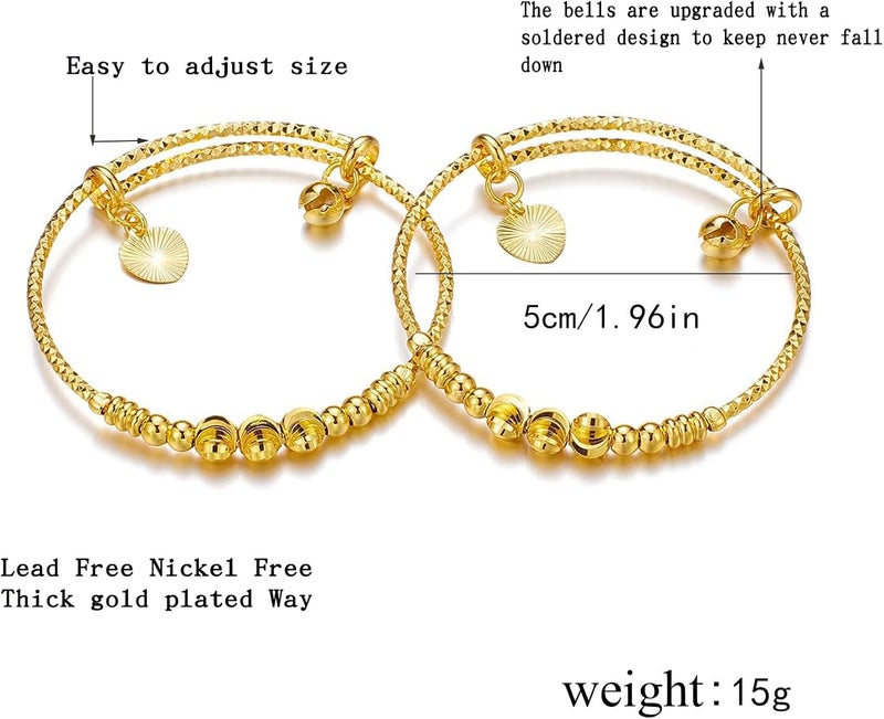 Ethlyn 2Pcs/Lot Kids Jewelry Gold Plated Adjustable Beads Bracelet Bangle Birthday Christmas Gifts for Girls 4years old - Image 4